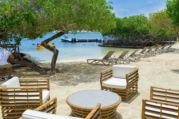 oudoor living room on sandy white beaches